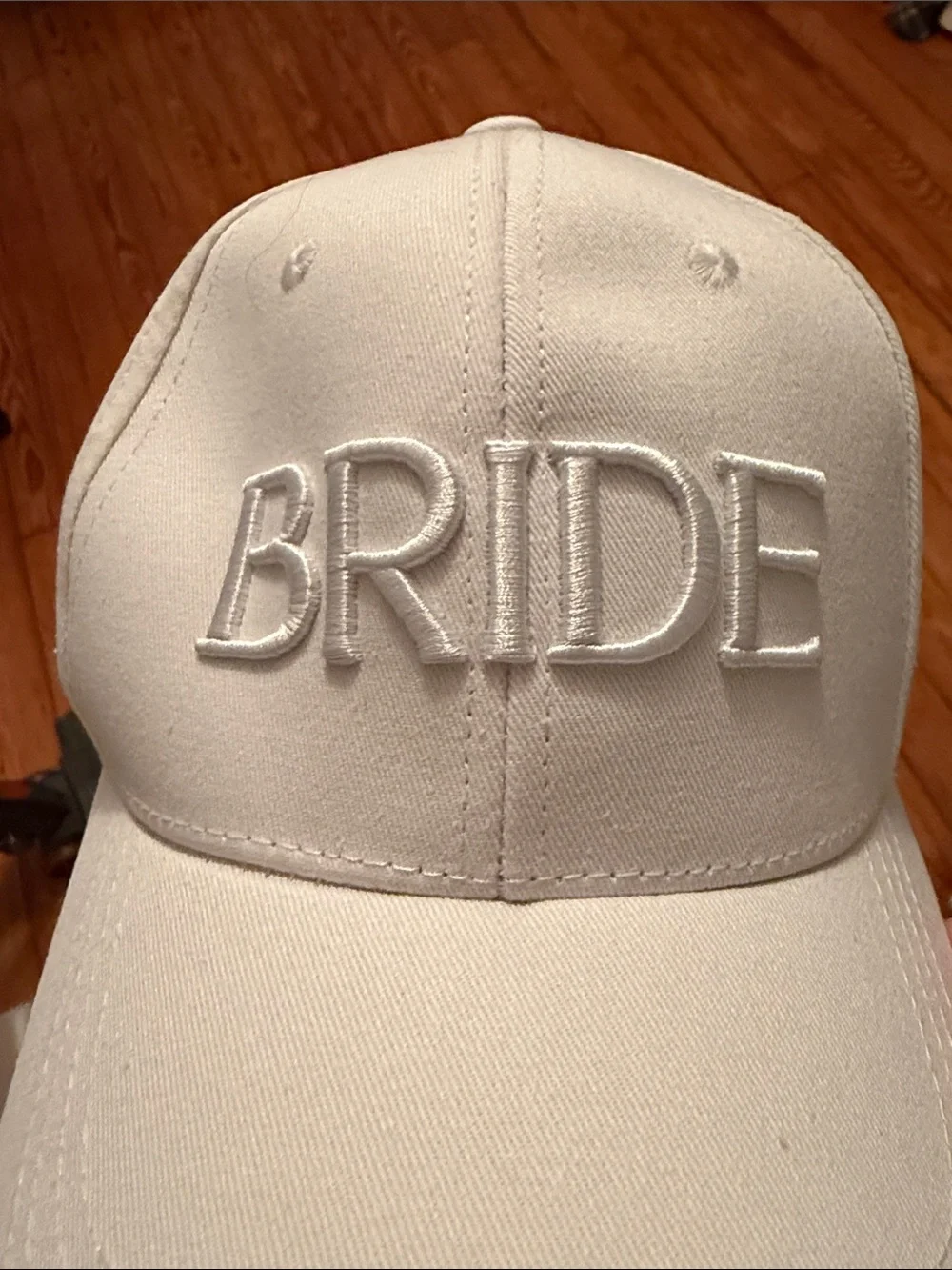Miss to Mrs White 'BRIDE' Embroidered Baseball Cap